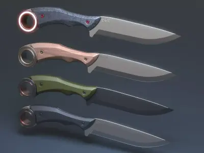 Hunting and combat modern knife 3D model