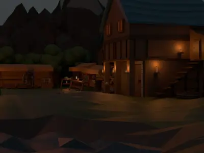 Middle Age Village Low-poly 3D model
