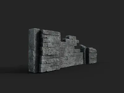 Old Ruined Wall Low-poly 3D model