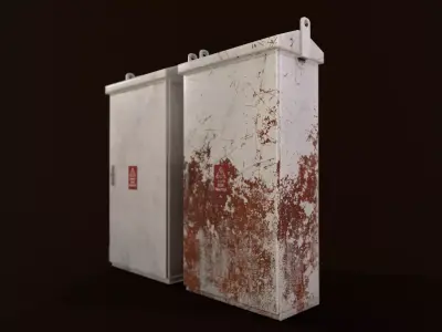 Electric box clean and rusty Low-poly 3D model