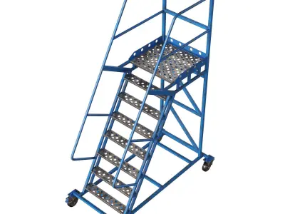 Metal Platform Ladder 3D model