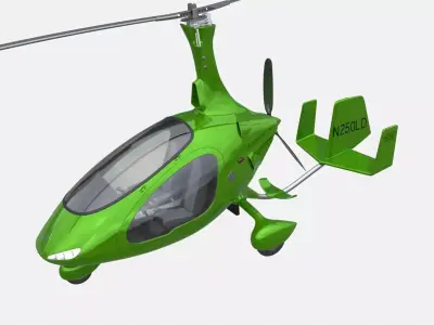 Gyroplane Autogyro Cavalon Green 3D model