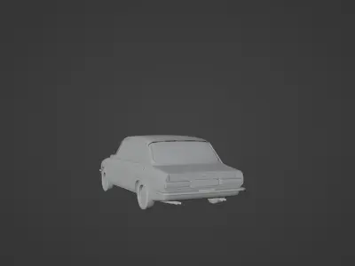 Low poly car 3D model classic in park Free low-poly 3D model