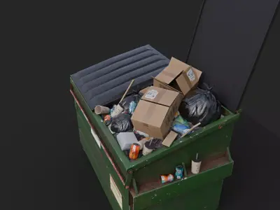 Overfilled Garbage Dumpster  Low-poly 3D model