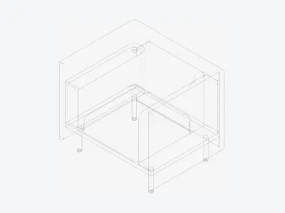 Sofa - Contemporary - Flame - Chair - 90h - Armrest Shelf - Left Low-poly 3D model