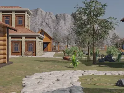 Charming Village Layout 3D model