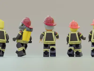 Lego Firefighters squad 3D model