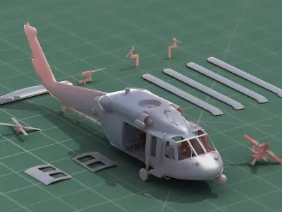 UH-60 Blackhawk Military Helicopter 3D Print Model Kit 3D print model