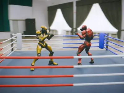 Battle Arena Sci fi robots animated Low-poly 3D model