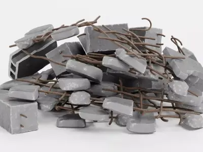 Pile of Debris V4 - Concrete Rubble Cluster 3D model