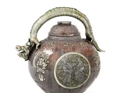 Ancient Oriental Cooking Pot 3D model