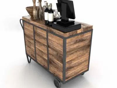 Red Industrial Metal Cupboard waiter station loft style 3d model 3D model