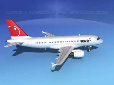 Airbus A319 Northwest Airlines 2 3D model