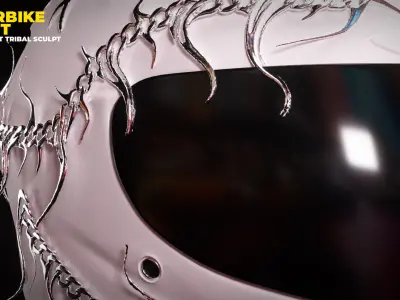 Motorcycle Helmet with Tribal Sculpt 3D model