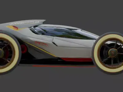 Futuristic Sci-Fi Concept Car Low-poly 3D model