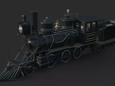 Old-fashioned steam-powered transport train 3D model