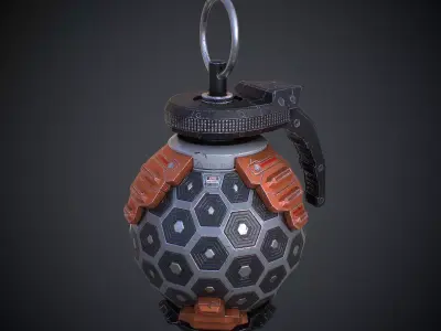 Spherical Scifi Grenade PBR Low-poly 3D model