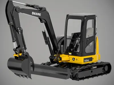 John Deere 50G Excavator Rigged 3D model