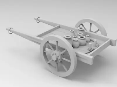 cart handcart wheelbarrow go-cart dolly agriculture farming wood 3D model