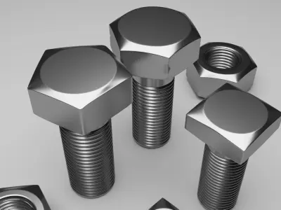 Bolts and Nuts Set 3D model