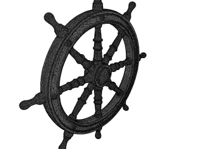 Weathered Wooden Ships Wheel 3D model
