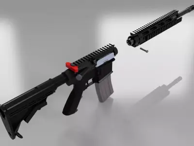 AR-15 QD Barrel Upper Receiver kit Prototype V2 3D model 3D model