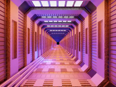 Sci-fi spaceship corridor 3D model