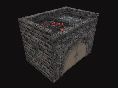 Medieval Forge Low-poly 3D model