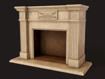 Vintage Fireplace - PBR Game Ready Low-poly 3D model