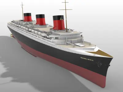 SS Normandie ocean liner printable model -full and waterline 3D print model