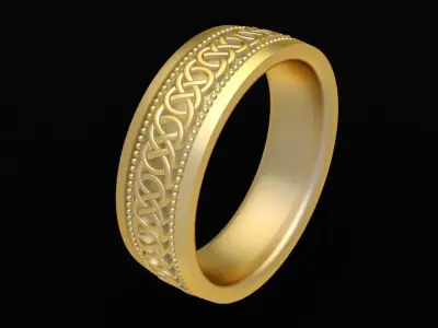 Classic Celtic Pattern Gold Band Ring for Men 118 3D print model