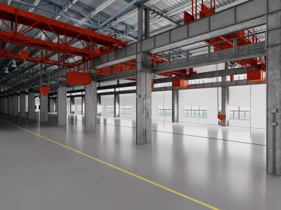 Modern heavy industrial factory building 3D model