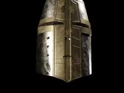 Medieval metal helmet gold mask element ornamental Low-poly 3D model