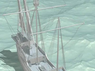 Venetian Ship XIV Century Low-poly 3D model