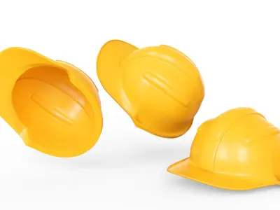 Worker Safety Helmet - Yellow Hard Hat for Construction Low-poly 3D model
