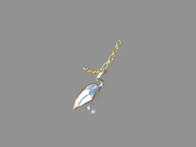 flamingo locket silver 3D model