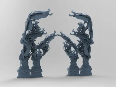 Dantes Inferno Fire dance pillars 6  Low-poly 3D model