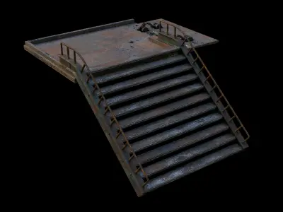 3 Metal Stair Low-poly 3D model