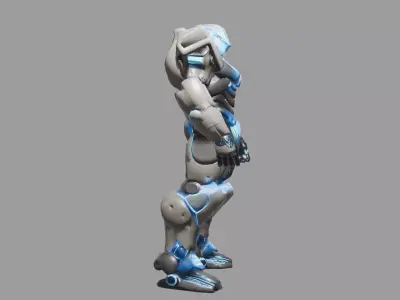 SciFi Blue Glow Combat Mech 3D model