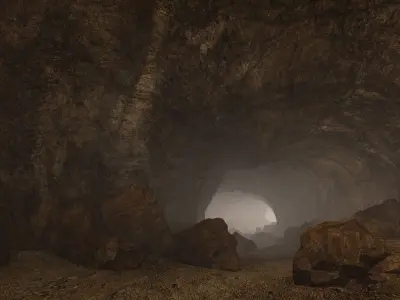  Cave With Tunnel And Rocks 