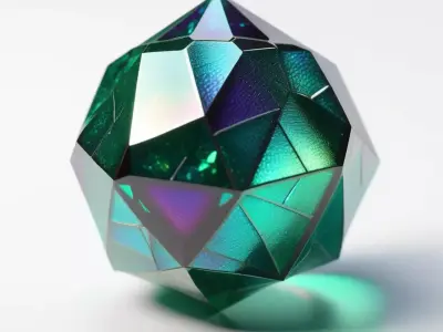 Iridescent Faceted Crystal Gemstone 3D model