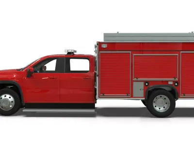 2027 Silverado Concept  Modern Crew Cab Fire Truck 3D model