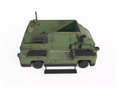 Old style small trailer tractor 3D model