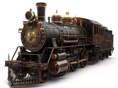 Steampunk Heavy Armored Train 3D Model Low-poly 3D model purchase