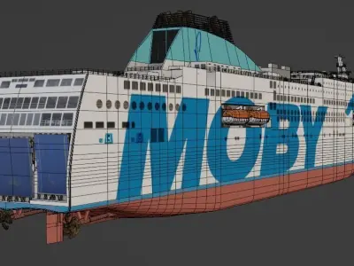 Passenger Ro-Ro Cargo Ship 3D  model Low-poly 3D model