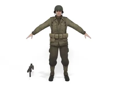 Allied soldier Low-poly 3D model