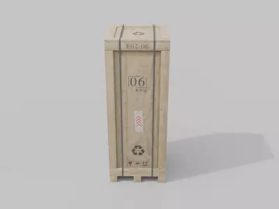 Tall Wooden Crate - Customizable Shipping Box Low-poly 3D model