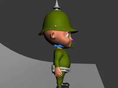 Soldier baby Cartoon Rigged  3D model