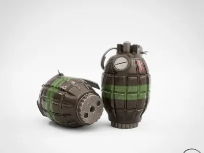 Mills Bomb No 36M MKI Grenade Low-poly 3D model