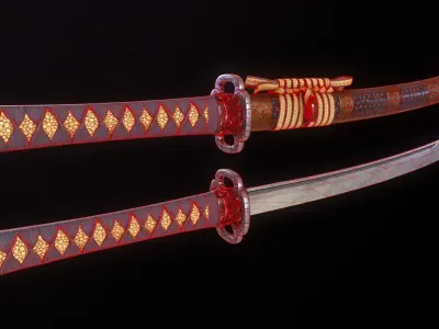 Katana Low-poly 3D model 15